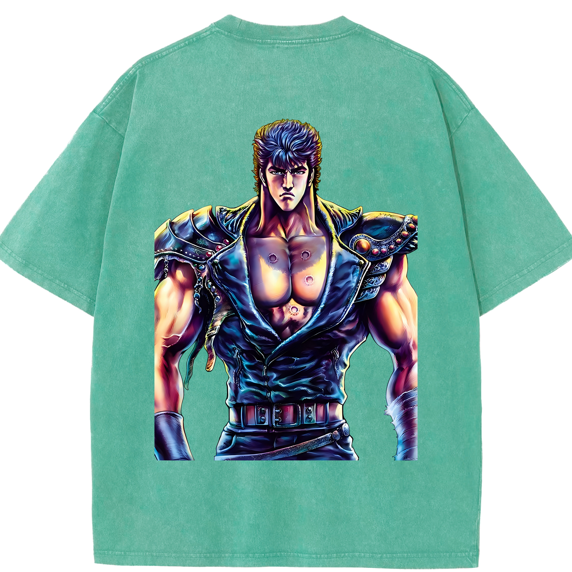 （画像用） 北斗の拳 Fist of the North Star 綿100% ヴィンテージ風 半袖Tシャツ（背面プリント）